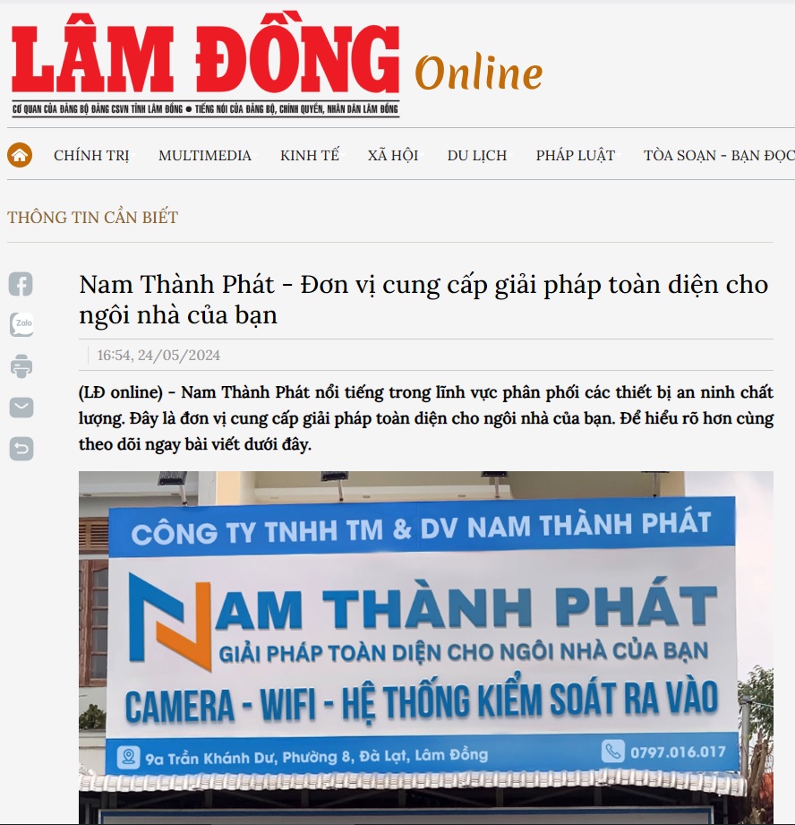 Nam Thành Phát - Cung cấp giải pháp toàn diện cho ngôi nhà của bạn - Báo Lâm Đồng